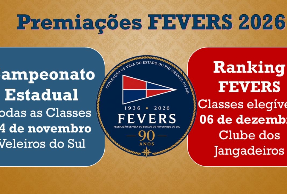 FEVERS anuncia datas das premiações da vela gaúcha em 2026